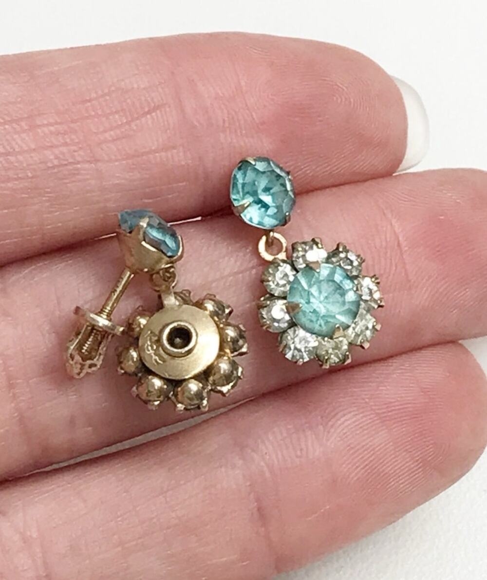 Henry Blank Co 2.76g 10K Gold Solid Sleeper Screw Back Stud Earrings Victorian